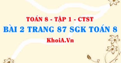 Bài 2 trang 87 SGK Toán 8 Tập 1 Chân trời sáng tạo
